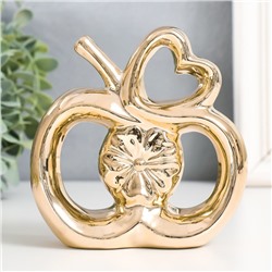 Сувенир керамика "Яблоко с цветком и сердцем" золото 13х6х15 см