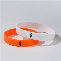 Силиконовые браслеты "Неразлучники" король и королева, цвет бело-оранжевый, 18,20 см