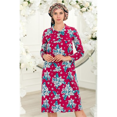 Платье женское из кулирки Самира цветы на бордо