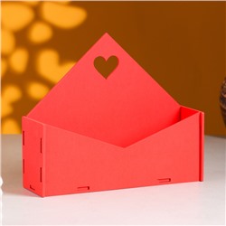 Кашпо деревянное 21×6×18 см Конверт "Доброе Сердце", красный Дарим Красиво