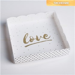 Коробка для кондитерских изделий с PVC-крышкой «Love», 15 × 15 × 3 см