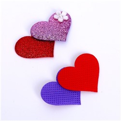 Сердечки декоративные, набор 5 шт., размер 1 шт: 5 × 3,5 см, цвет красно-розовый