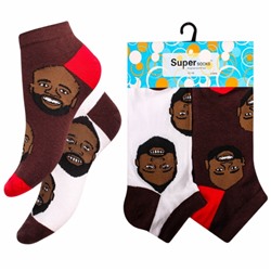 Носки мужские хлопковые укороченные " Super socks A162-3 " 2 пары коричневые/белые р:40-45