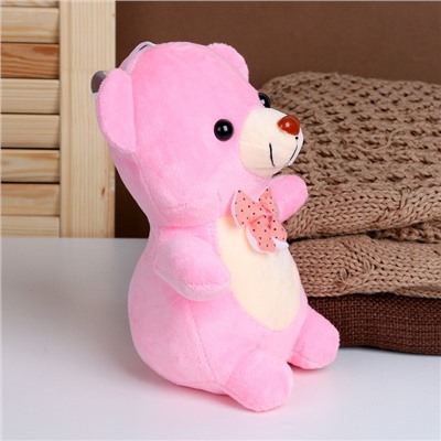 Мягкая игрушка "Мишка" с бантиком, 21 см, цвет розовый