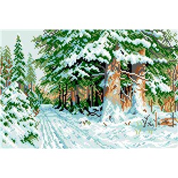 Канва с рисунком П-029 Тропинка в зимнем лесу 24, 5х34, 5 см