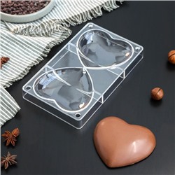 Форма для шоколада и конфет KONFINETTA «Любовь», 2 ячейки, 20×12×2,5 см, ячейка 10×9×1,5 см