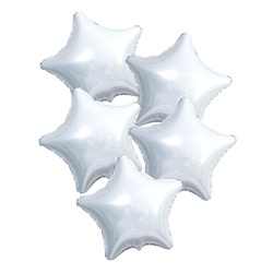 Шар фольгированный 21", звезда, набор 5 шт., белый блеск
