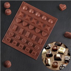 Форма для шоколада силиконовая Доляна «Коробка конфет», 27×23×1,5 см, 30 ячеек