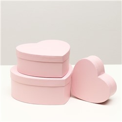 Набор коробок 3в1 сердца "Розовый" 21 х 19 х 9 - 15.5 х 14 х 6 см