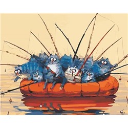 Картина по номерам "Котики на рыбалке" 50х40см