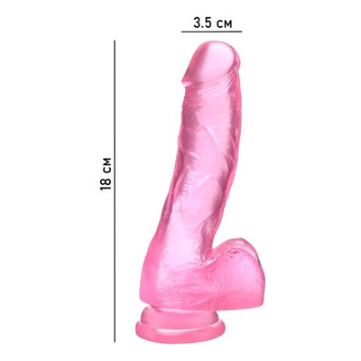 Фаллоимитатор Оки- Чпоки, реалистик, на присоске, гелевый, 18 х 3,5 см, розовый