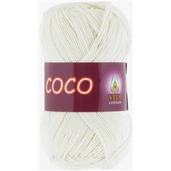 Coco 3853 100%мерсеризованный хлопок 50г/240м (Индия),  молочный
