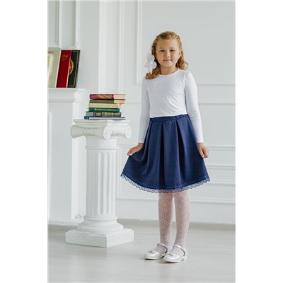 Юбка детская школьная темно-синяя с кружевом Dress Code