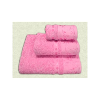 Набор махровых жаккардовых полотенец 3 шт.- розовый