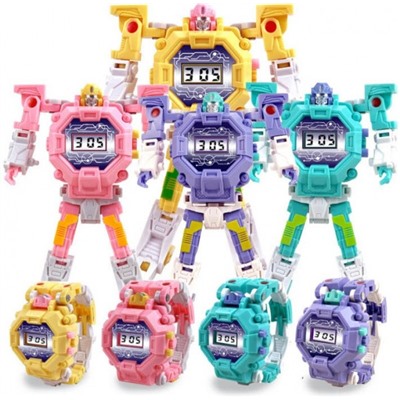 Часы-игрушка робот трансформер, фиолетовый