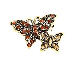 Брошь Бабочки порхающие,  коричневый 165724