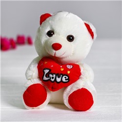 Мягкая игрушка «Мишка с сердцем», цвет красный
