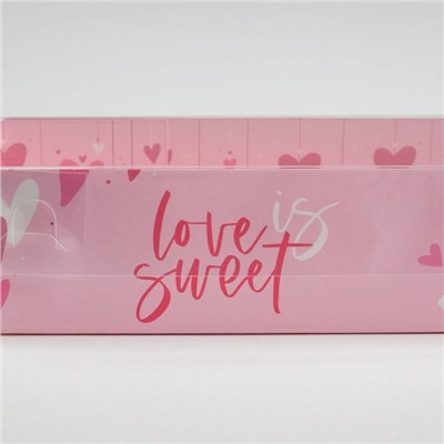 Коробочка для макарун с PVC крышкой «Love is sweet», 19,5 х 5 х 4,5 см