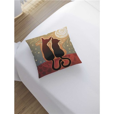 Наволочка декоративная «Влюблённые коты», размер 45 х 45 см, вшитая молния