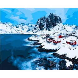 Картина по номерам "Зимнее озеро в Норвегии" 50х40см