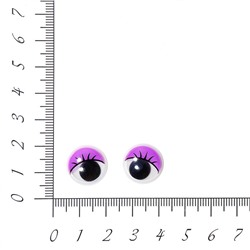 Глазки бегающие клеевые с ресн. 15мм ,  сиреневый (О2)