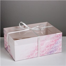 Коробка на 6 капкейков «Love», 23 × 16 × 10 см