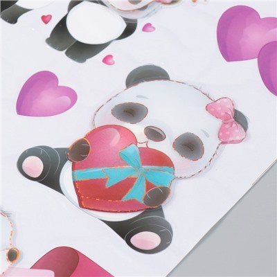 Наклейка пластик многослойная "Влюблённые панды" 50х35 см