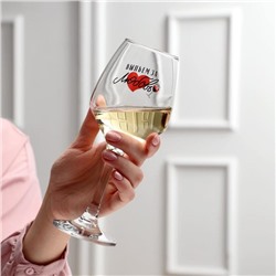 Бокал для вина «Выпьем за любовь», тип нанесения рисунка: деколь, 350 мл