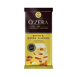 Шоколад OZera White and Extra Almond белый с цельным миндалем 90 г