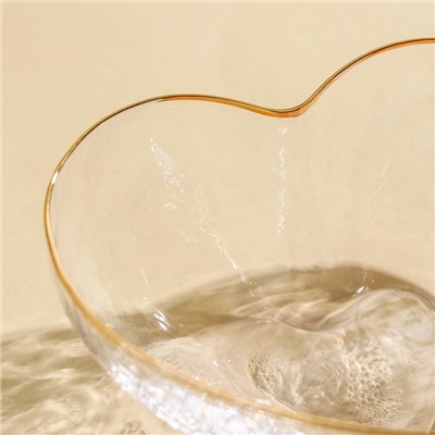 Миска стеклянная фигурная «Сердце», 220 мл, 12×10,5×5 см, цвет прозрачный