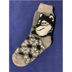 Мужские носки вязаные «Волк довольный»