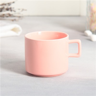 Чайная пара Love розовая, кружка 150 мл, блюдце 17.5х8 см
