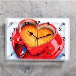 Часы-картина настенные, серия: Кухня, "Чашка кофе сердце", 20х30 см