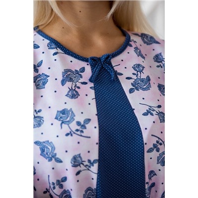 Пижама женская с бриджами из футера Эжен розовый синий