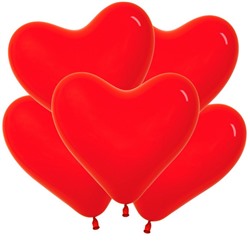Шар латексный 12" "Сердца", красный, пастель,  набор 100 шт.