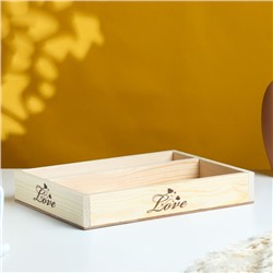 Кашпо деревянное, 27.5×20×4.5 см "Love", 2 отдела, гравировка