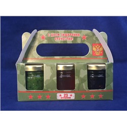 Аджика зелёная, мёд каштановый, варенье из шишек «23 Февраля»