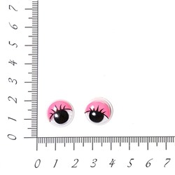 Глазки бегающие клеевые с ресн. 15мм ,  розовый (О2)