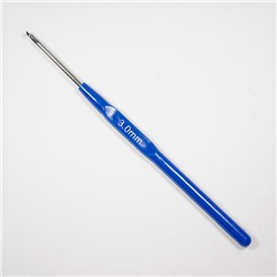 Крючок для вязания с пласт. ручкой D-3.0,  14см (сталь),  мин.заказ 10шт