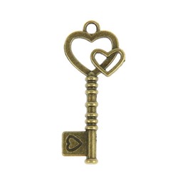 Декор металл Ключ с двойным сердцем 4*2см 2268699