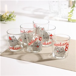 Набор стаканов «Люблю», для коктейля, 210 мл, 6 шт, рисунок МИКС