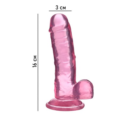 Фаллоимитатор Оки- Чпоки, реалистик, на присоске, гелевый, 16 х 3 см, розовый