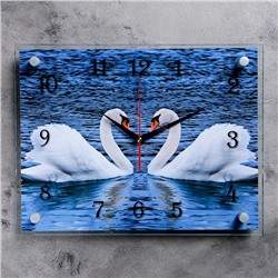 Часы настенные, интерьерные "Пара лебедей", бесшумные, 30 х 40 см