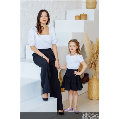 Комплект в стиле Family Look брюки для мамы и юбка для дочки “Палаццо” М-2186