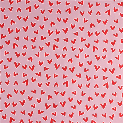 Бумага крафтовая белая «Красные сердечки», 50 x 70 см