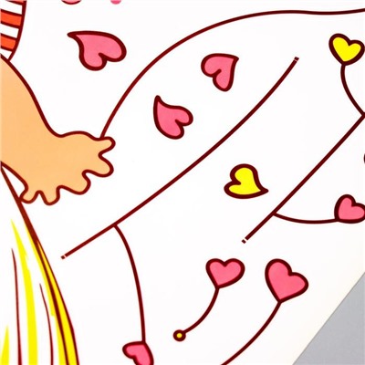 Наклейка пластик интерьерная цветная "Малышка с шариком-сердцем" 50х70 см