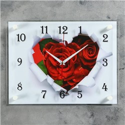 Часы-картина настенные, серия: Цветы, "Розы", 30х40 см