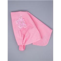 Косынка для девочки на резинке, сбоку розовая бабочка с бусинами, розовый