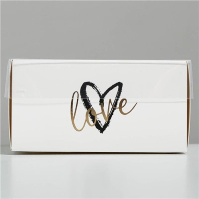 Коробка для кондитерских изделий с PVC крышкой «Love», 12 х 6 х 11,5 см