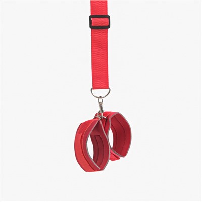 Кляп с наручниками Оки- Чпоки, регулируемые ремни, неопрен, стропа, PVC красный